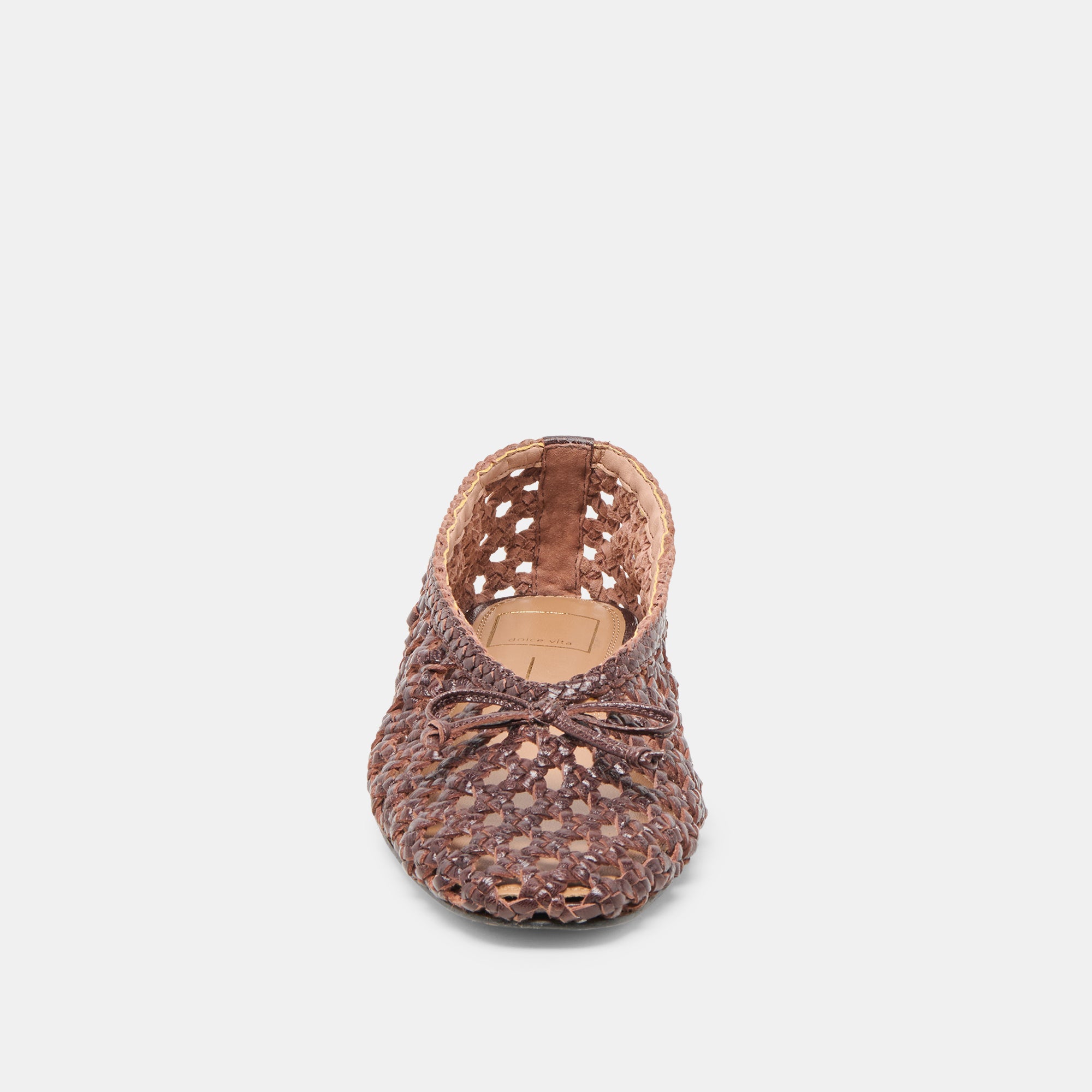 EDDA Women's Brown Woven Leather Ballet Flats - Comfortable Slip-On Shoes for Work, Travel & Casual Outfits