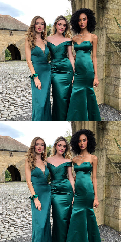 Elegant Mismatched Green Mermaid Bridesmaid Dresses - Sleeveless Long Formal Gowns for Weddings & Special Occasions (Style WG1248) | Perfect for Beach Weddings, Evening Galas & Bridal Party Events