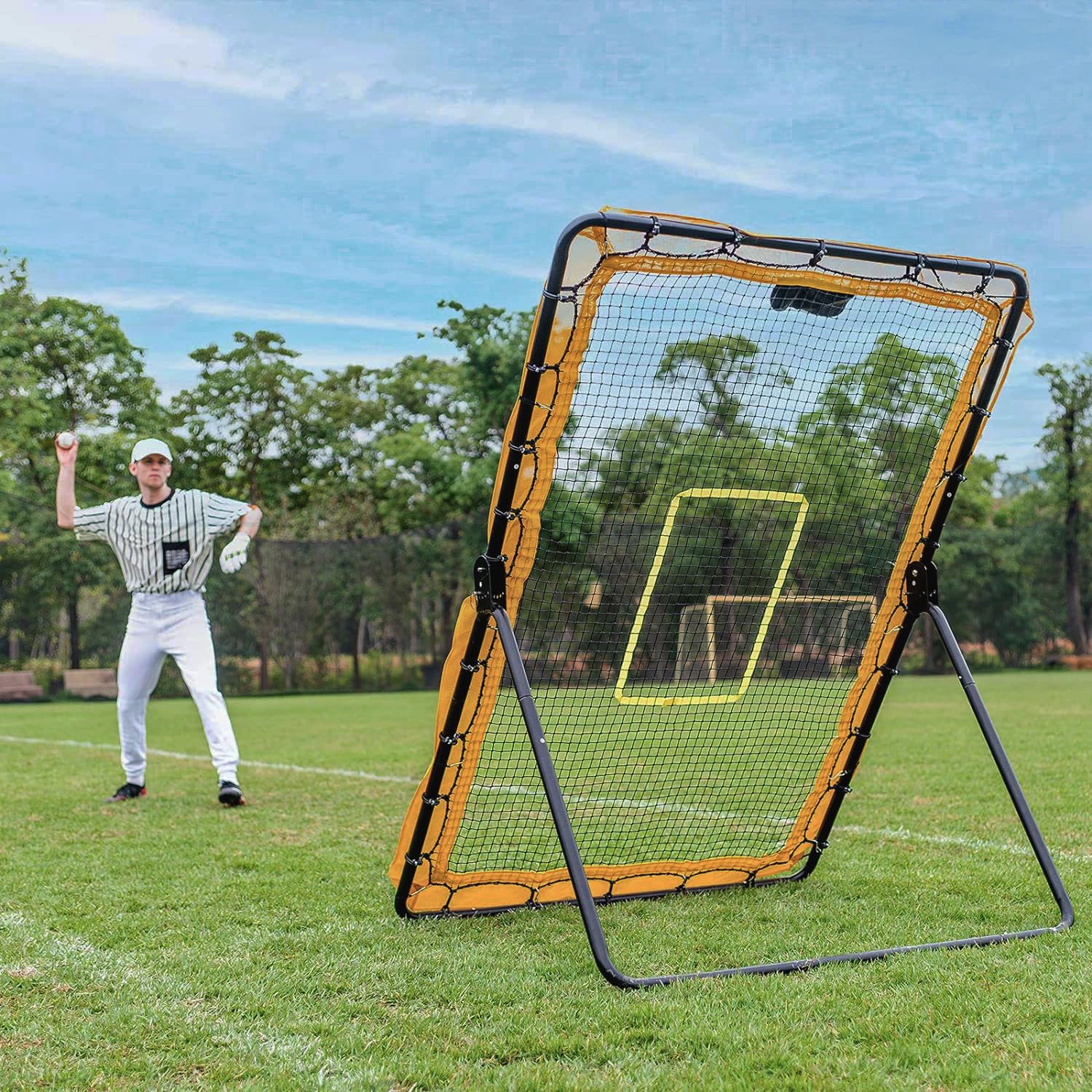 6ft x 4ft Lacrosse Rebounder Net - Baseball & Softball Training Net with Carry Bag | Perfect for Backyard Practice, Team Drills & Solo Training Sessions