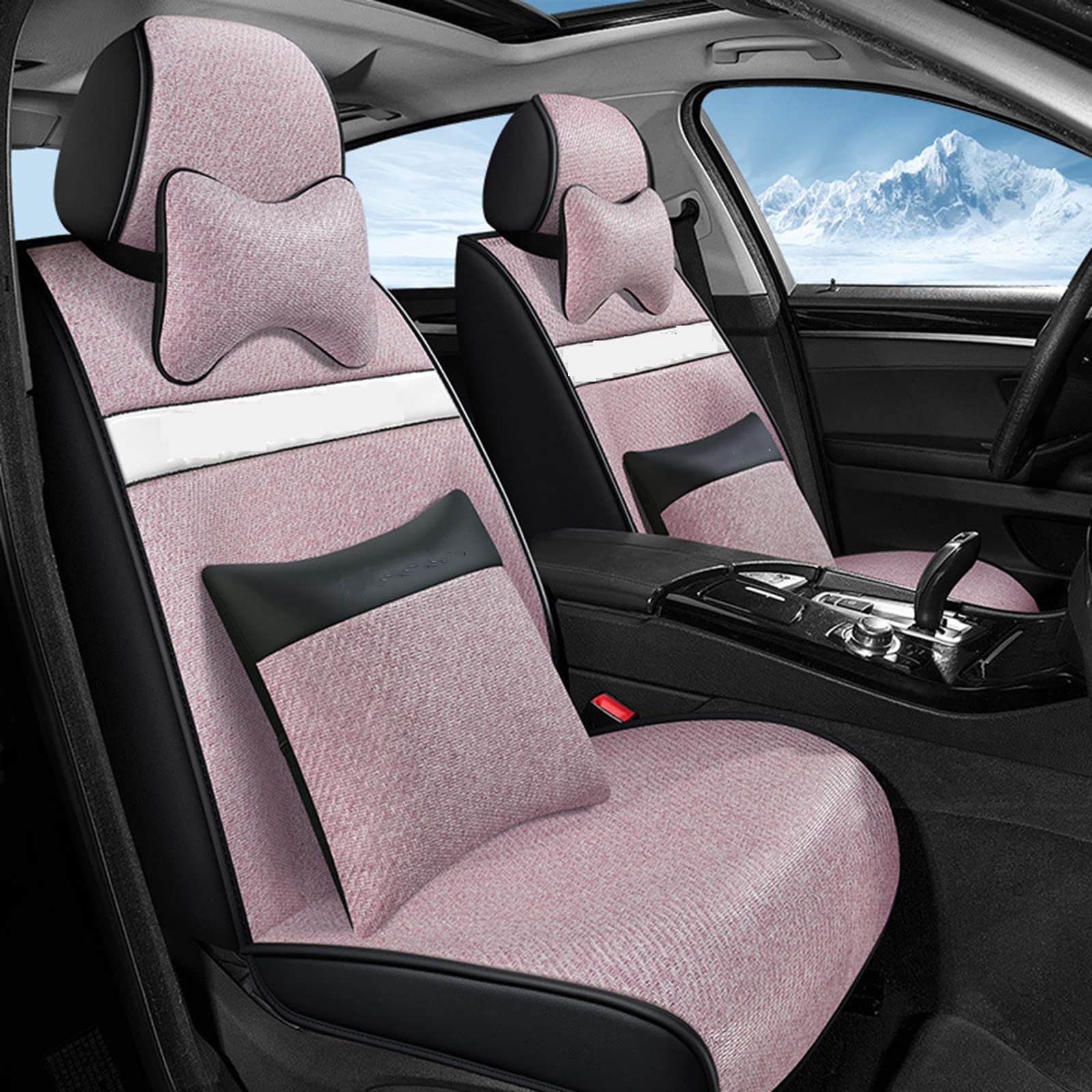 Breathable Ice Silk Car Seat Covers - Summer Cooling Cushion Set, Eco-Friendly & Comfortable Auto Accessories (Pink) | Perfect for Road Trips & Hot Weather Driving