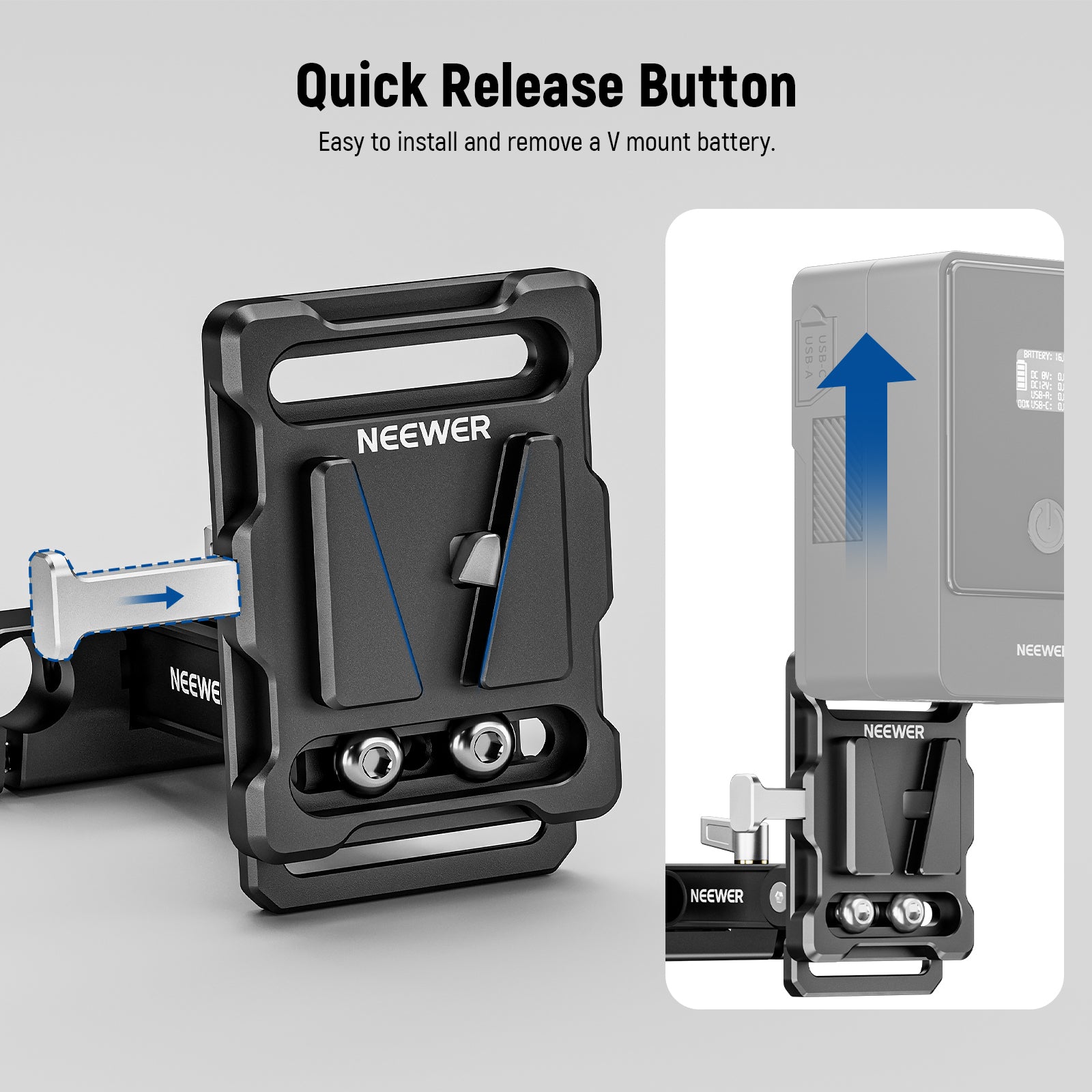 NEEWER PS007 V-Mount V-Lock Battery Plate for Camera & Video Equipment - Compatible with DSLR, Mirrorless, and Cinema Cameras - Perfect for Filmmaking, Photography, and Live Streaming