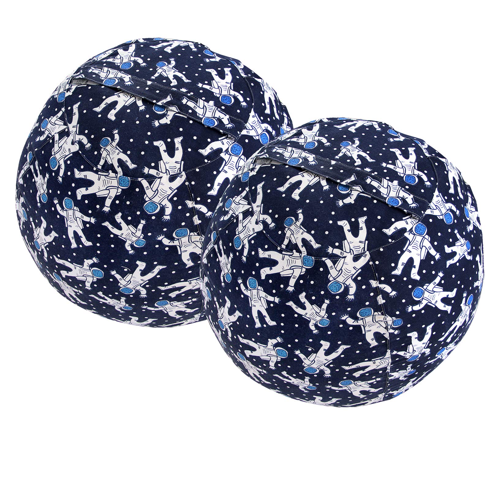 Miaowater 2-Pack Stuffed Animal Storage Bean Bag Chair Cover - Cotton Canvas Organizer with Zipper for Kids & Adults Room - Blue Astronaut Design 24 Inch - Perfect for Playroom, Bedroom & Dorm Organization