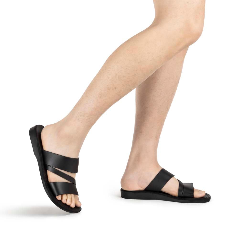 Boaz Men's Leather Wide Strap Sandals - Comfortable Casual & Dressy Footwear for Summer, Beach, and Outdoor Activities