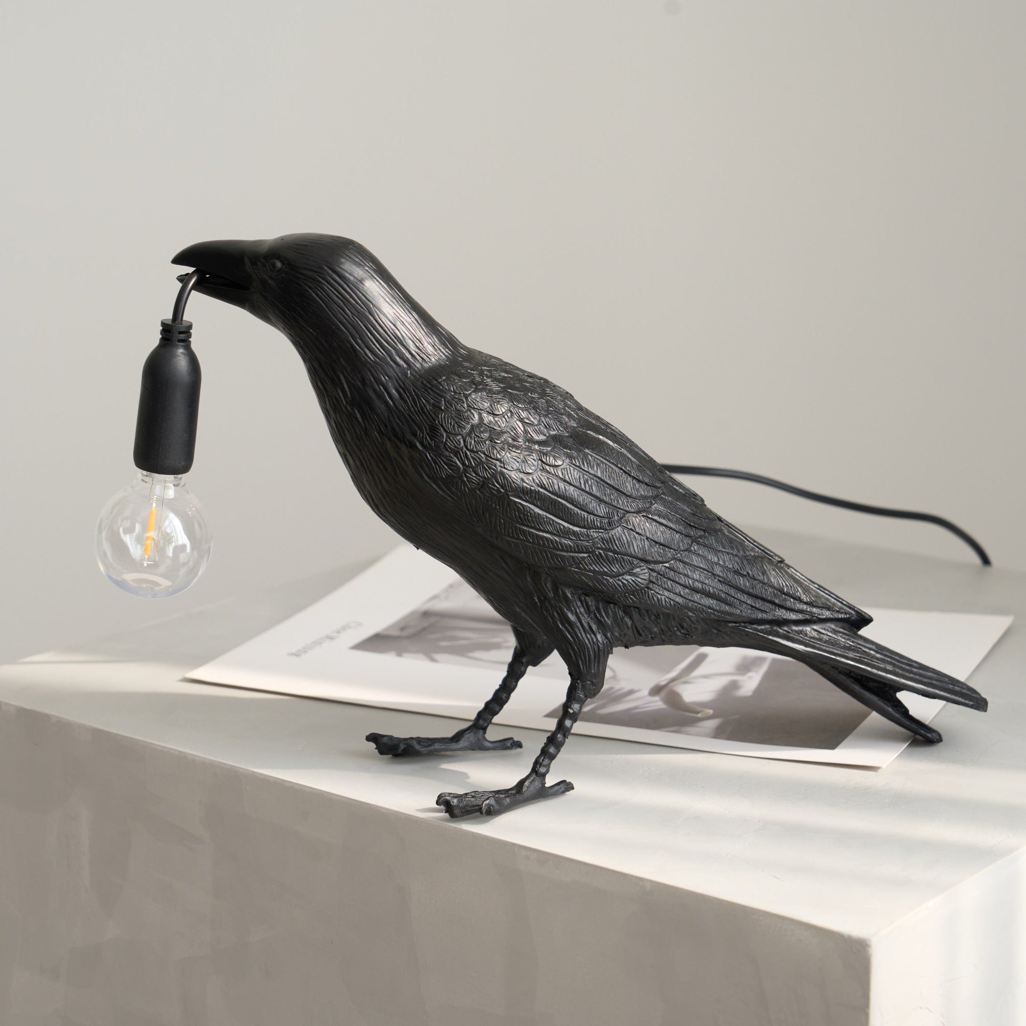 Elegant Raven Resin Table Lamp - Modern Gothic Decor for Bedroom, Living Room & Office - Perfect for Halloween, Gothic & Dark Aesthetic Home Decor