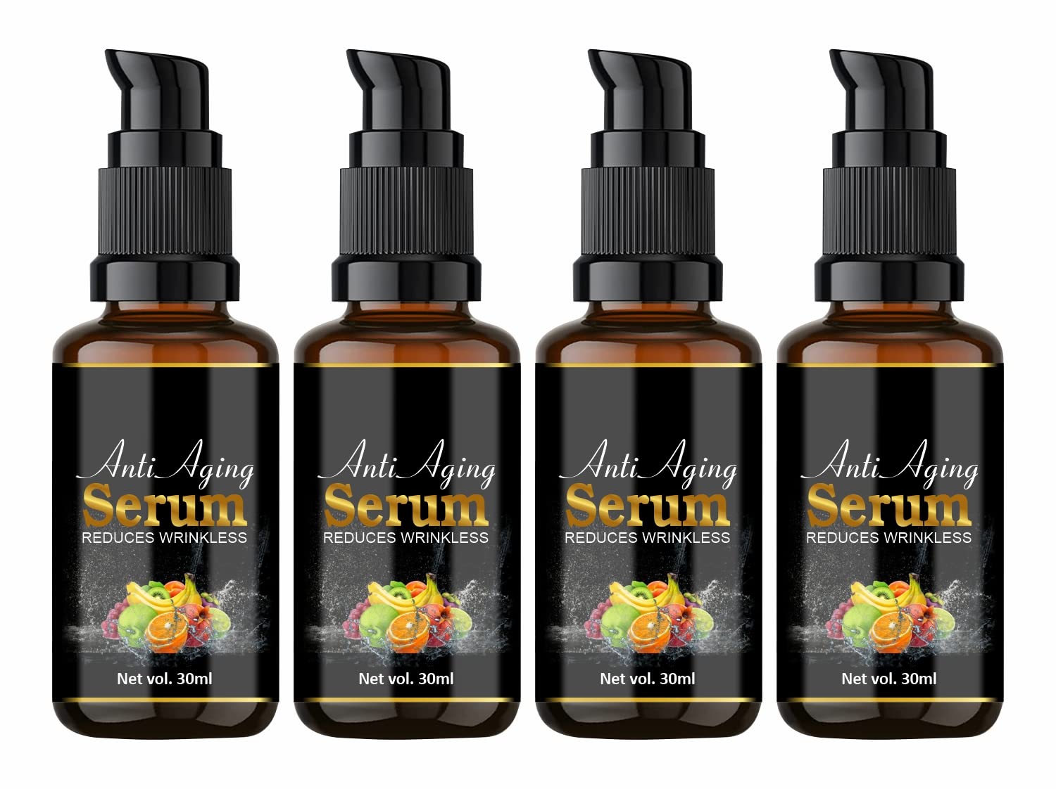 GABANA Anti Aging Serum for Face - Wrinkle Reduction, Hydration & Skin Firming for Men & Women (4 Pack, 30ml) | Boosts Collagen, Reduces Fine Lines & Improves Elasticity for Radiant Glowing Skin | Perfect for Night Routine & Daily Skincare Regimen