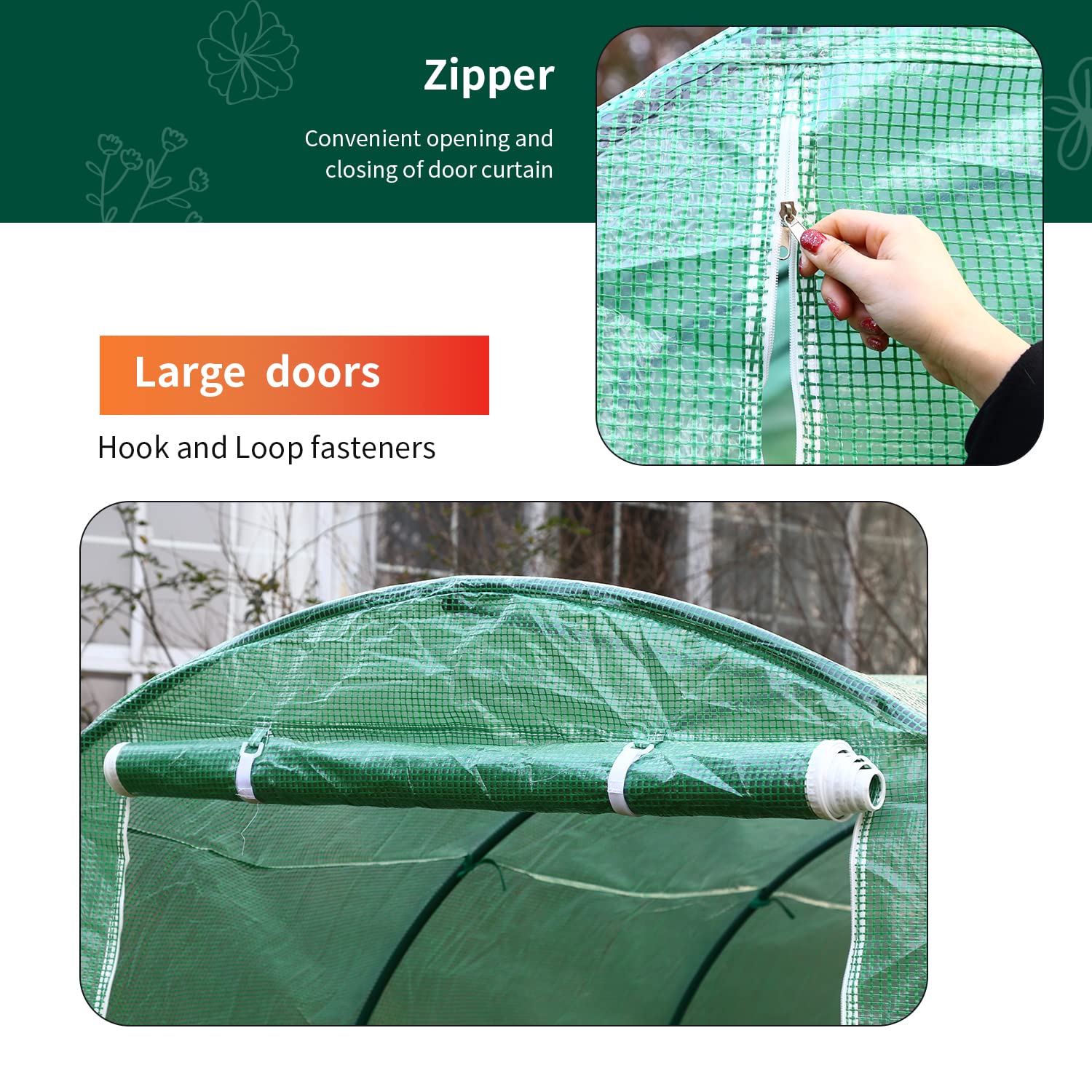 10'x7'x7' Large Walk-in Portable Greenhouse for Outdoor Gardening - Durable Plastic Greenhouse with Observation Windows & Roll-Up Door - Perfect for Seed Starting, Plant Protection & Backyard Gardening