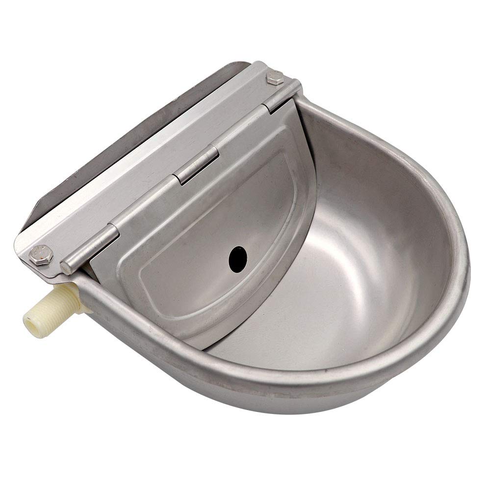 Automatic Stainless Steel Water Bowl with Float Valve - Livestock Water Trough for Dogs, Goats, Pigs - Durable Pet & Farm Animal Waterer for Outdoor, Barn, Pasture Use