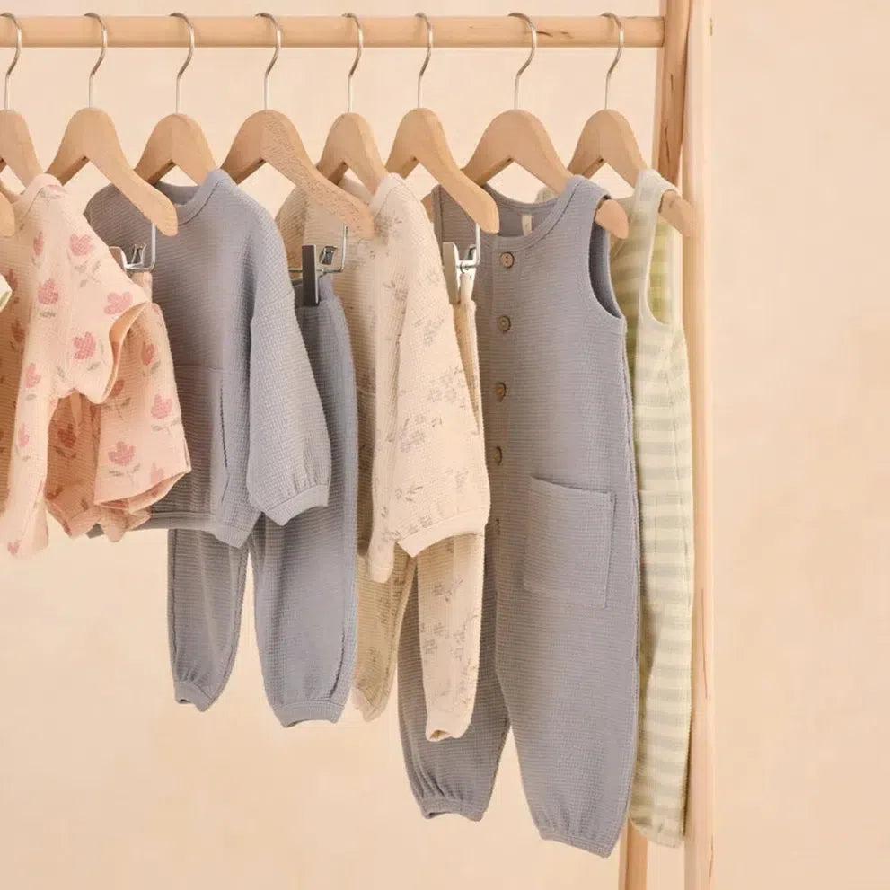 Quincy Mae Organic Cotton Waffle-Knit Baby Jumpsuit - Soft Blue One-Piece Romper for Newborns & Infants | Perfect for Playtime, Naptime & Photo Shoots