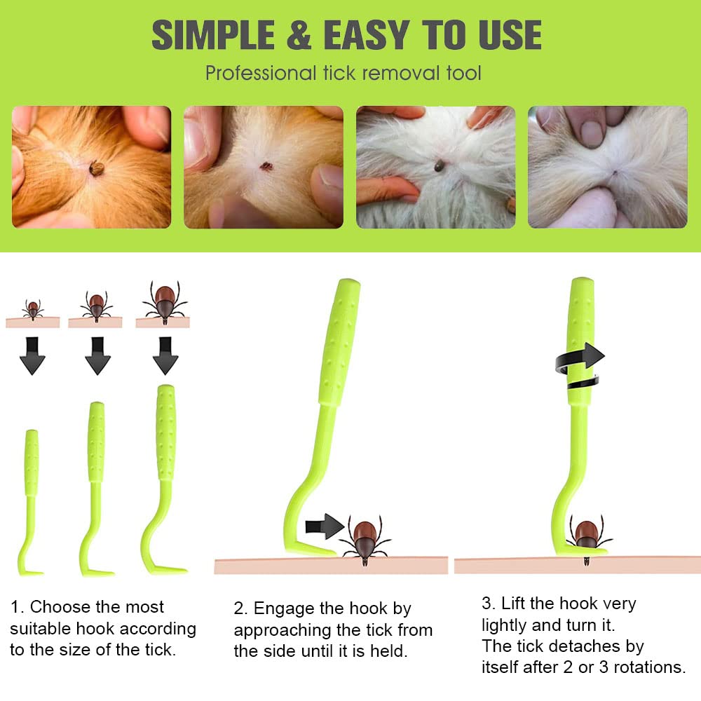 HouChanges 3Pcs Tick Remover Tool - Safe for Dogs, Cats & Humans - Outdoor Pet Care