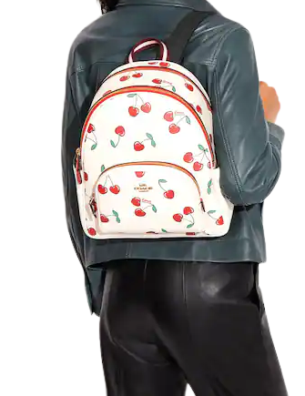 Coach Court Backpack With Heart Cherry Print - Stylish Women's Leather Backpack for Work, School & Travel | Durable Designer Handbag for Everyday Use