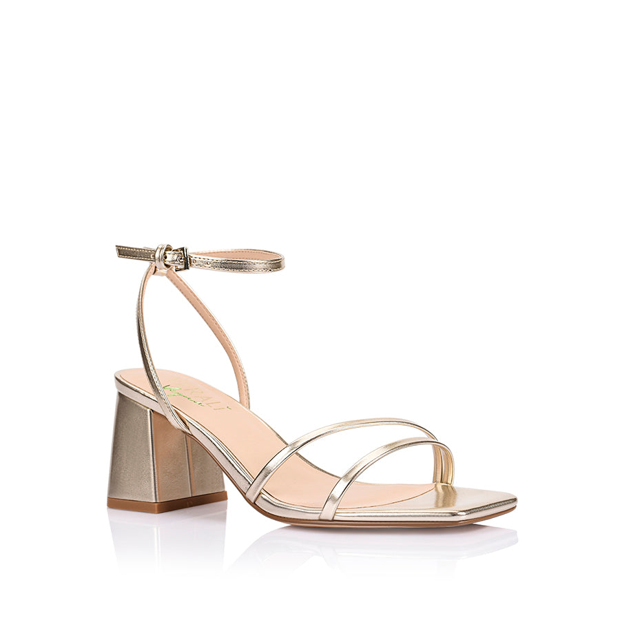 Stevie Block Heel Sandals for Women - Comfortable Champagne Gold Dress Sandals for Weddings, Parties & Summer Outfits