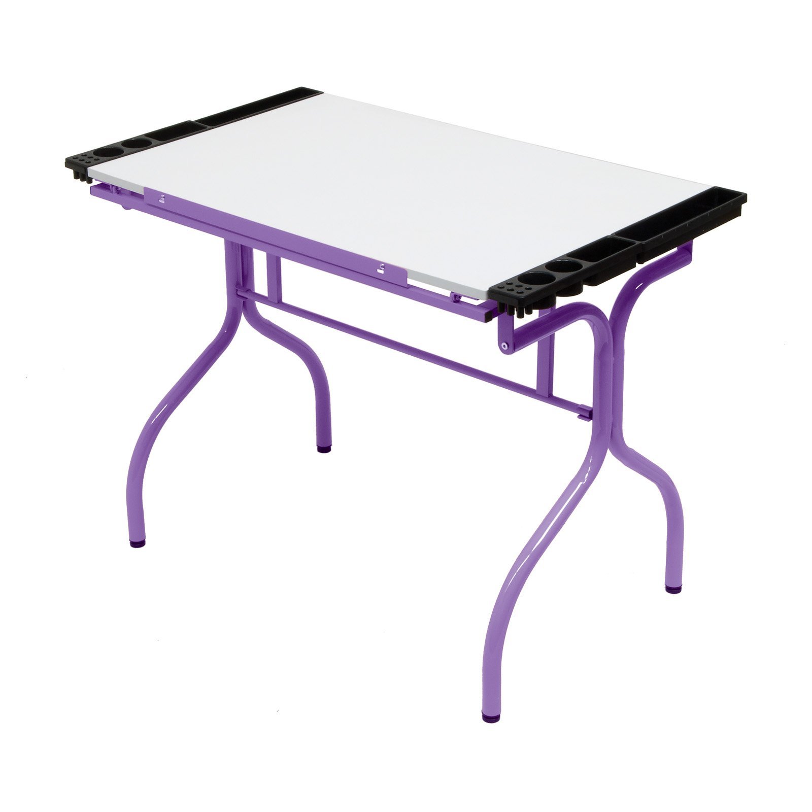 Foldable Craft Station with Purple/White Laminate Surface - Portable Workstation for Scrapbooking, Sewing & DIY Projects - Perfect for Home, Office & Craft Room Organization