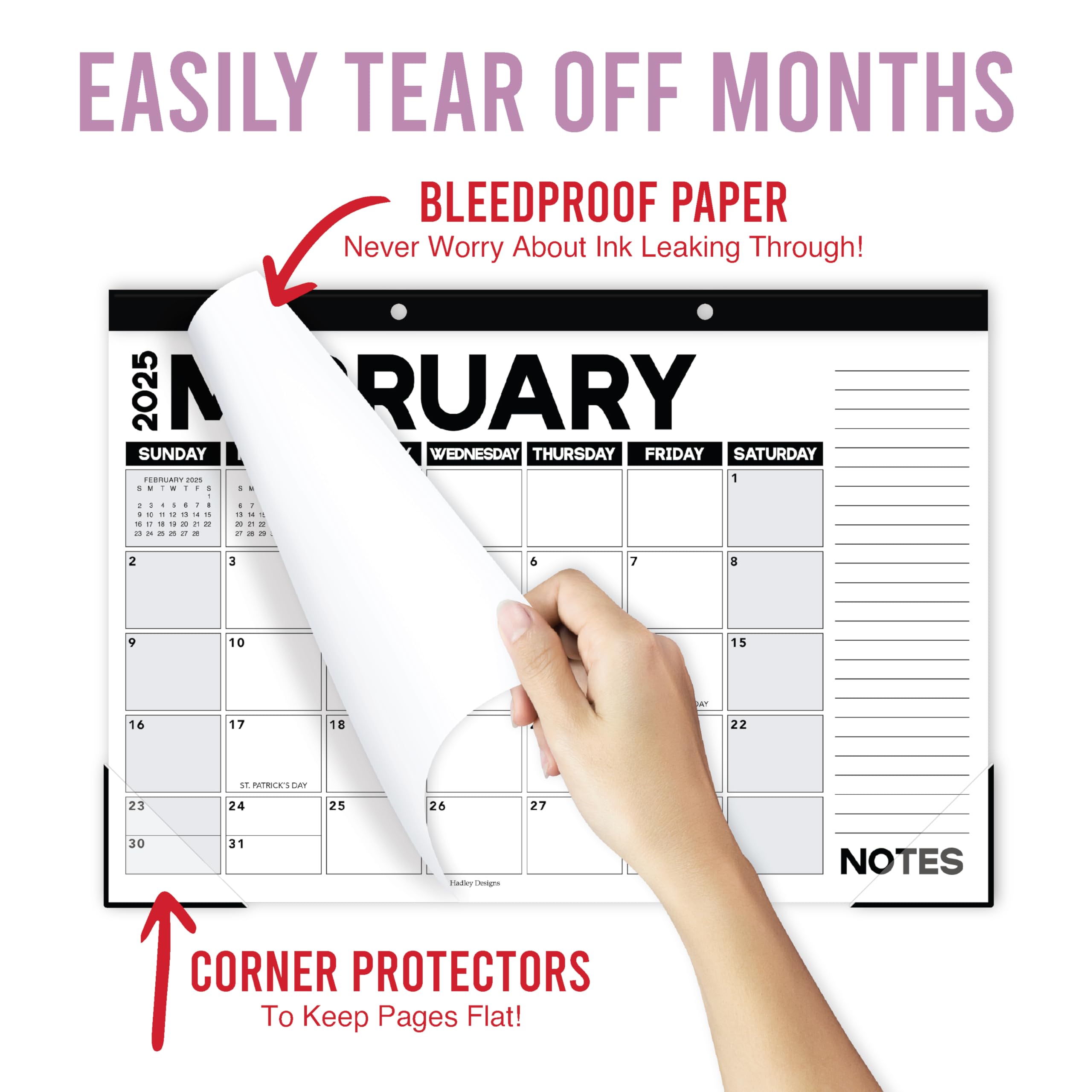 Hadley Designs 2025-2026 Large 18-Month Desk Calendar | 17