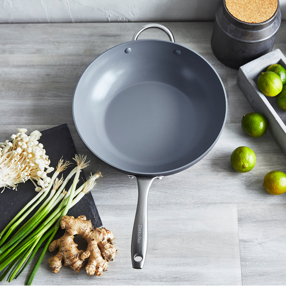Lima Ceramic Nonstick 12.5 Inch Wok Pan - Healthy Stir Fry, Saute & Deep Frying Cookware for Asian Cuisine & Home Cooking