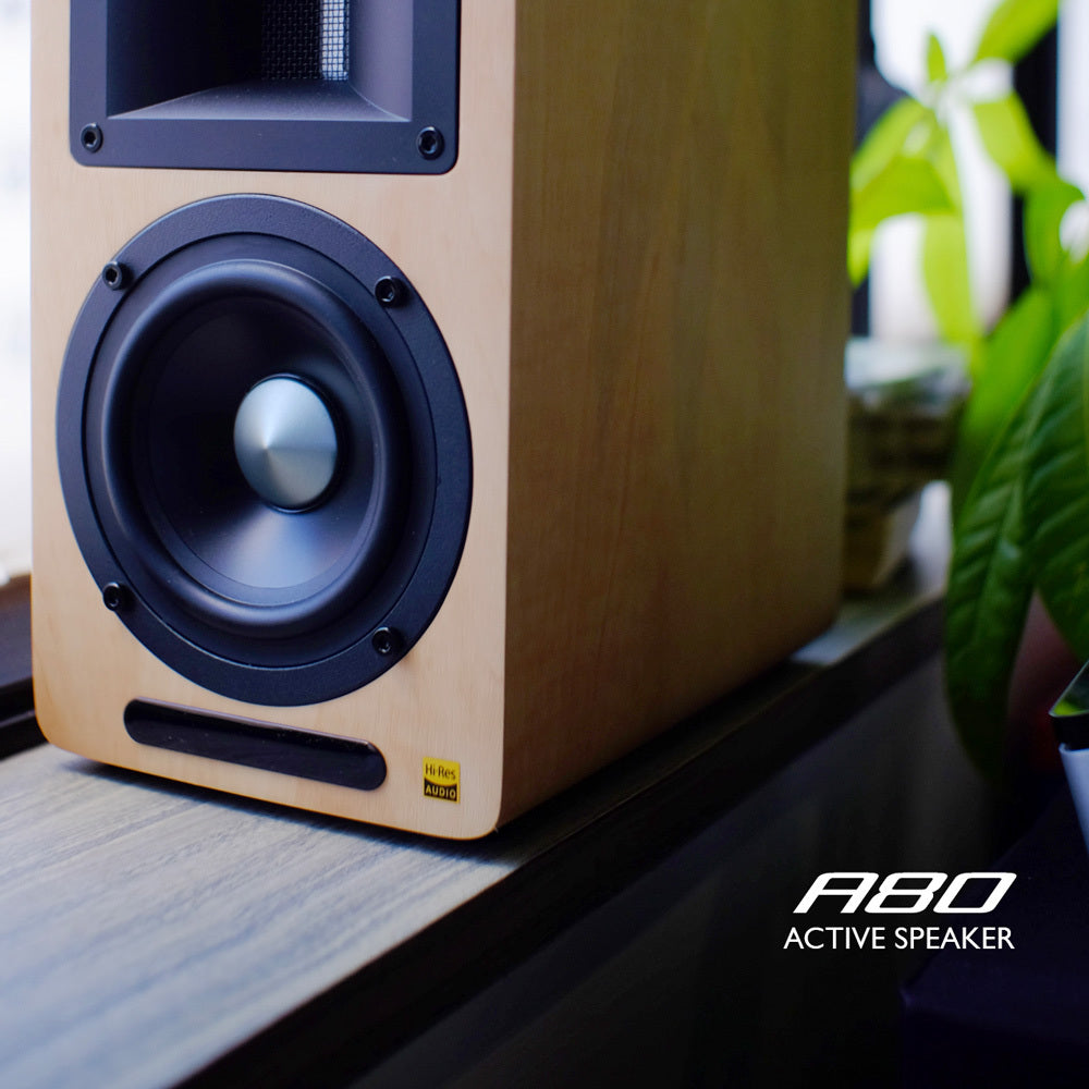 Airpulse A80 Active Bookshelf Speakers - Premium HiFi Sound System (Pine Wood) for Home Audio, Studio Monitoring & Gaming Setup