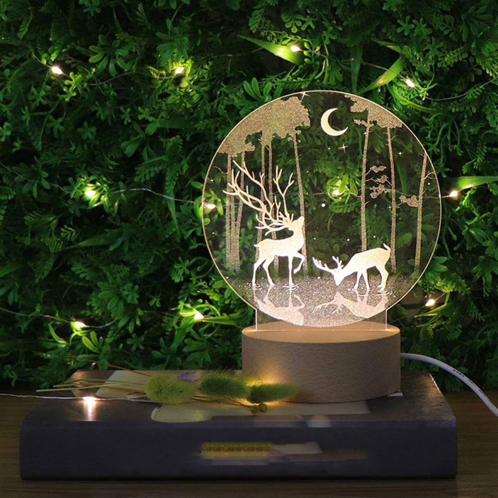 3D Christmas Night Light - Minimalist Acrylic Engraved LED Lamp for Bedroom, Nursery & Home Decor | Fantasy Themed Birthday Gift & Holiday Decoration