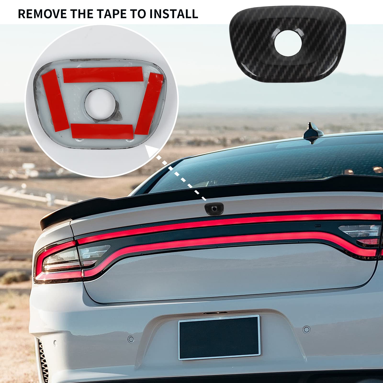 JWWY Dodge Charger Tailgate Camera Trim - Carbon Fiber Replacement for Dodge Charger 2015-2025 Models | Rear View Enhancement & Style Upgrade for Parking & Safety