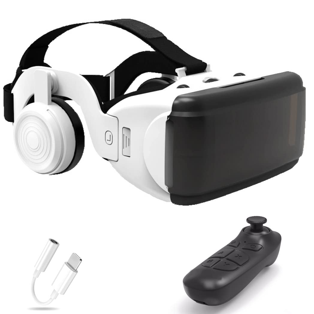 3D VR Headset with Bluetooth Controller - Compatible with iPhone 13 Pro Max/13 Pro/13/12/11, Samsung Galaxy S21, Huawei & Xiaomi Series - Immersive Gaming & Virtual Reality Experience for Movies, Travel & Education (Color: A, Size: iOS)