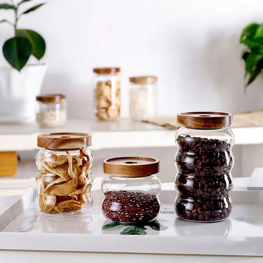 Premium Hector Stacking Glass Canister Set - Airtight Kitchen Storage Containers for Flour, Sugar, Coffee & Dry Food - Perfect for Pantry Organization & Countertop Display
