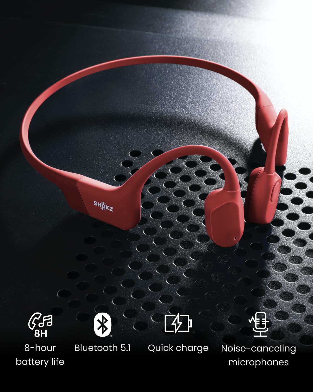 SHOKZ OpenRun (AfterShokz Aeropex) Open-Ear Bluetooth Bone Conduction Sports Headphones - Sweatproof Wireless Headset for Running, Cycling & Workouts - Built-in Mic, Lightweight Headband - Perfect for Gym, Jogging & Outdoor Activities
