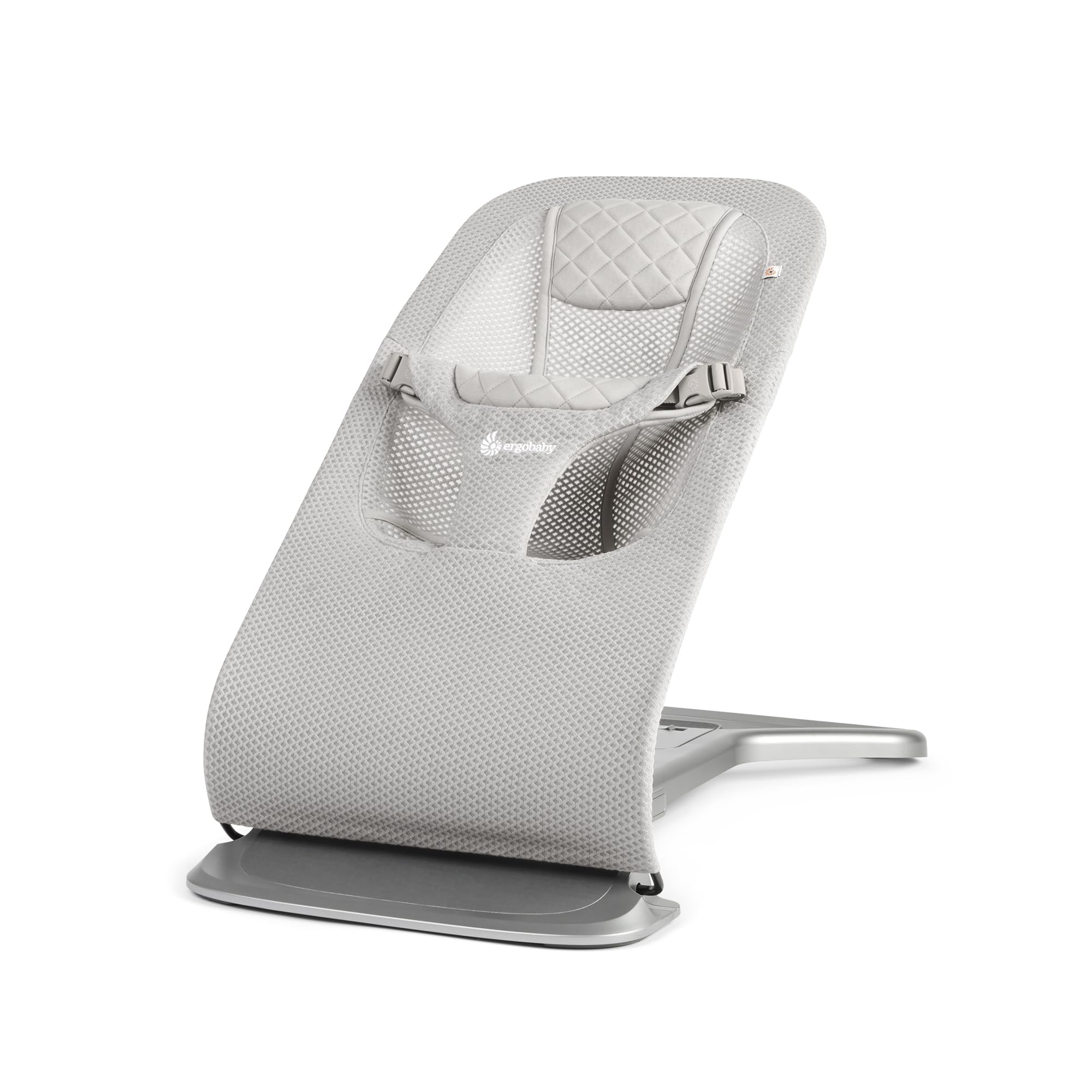 Ergobaby Evolve 3-in-1 Mesh Baby Bouncer Seat - Adjustable Multi-Position Infant Bouncer for Newborn to Toddler - Breathable Grey Mesh Design - Perfect for Nursery, Playtime & Travel