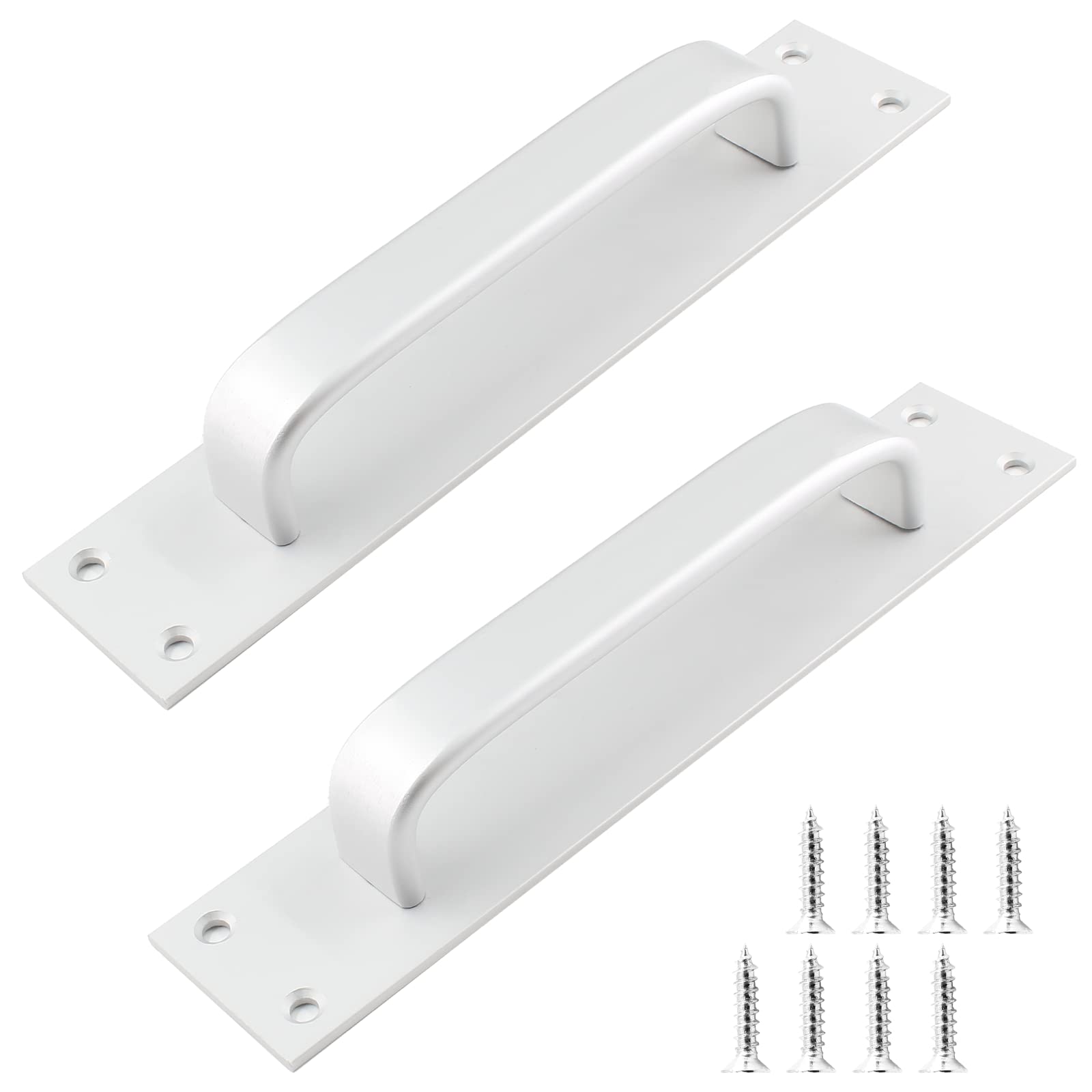 2 Pack 7.9 Inch Sliding Barn Door Handles - Heavy Duty Aluminum Alloy Cabinet Pull Handles for Sliding Doors, Gates, Closets, Drawers & Garage Sheds - Silver Finish - Perfect for Farmhouse, Rustic & Industrial Style Home Decor