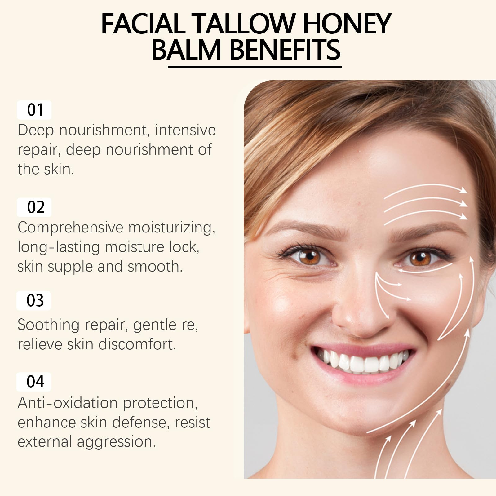 Whipped Beef Tallow Honey Balm - Skin Moisturizer for Face, Body & Lips - 4.23 oz