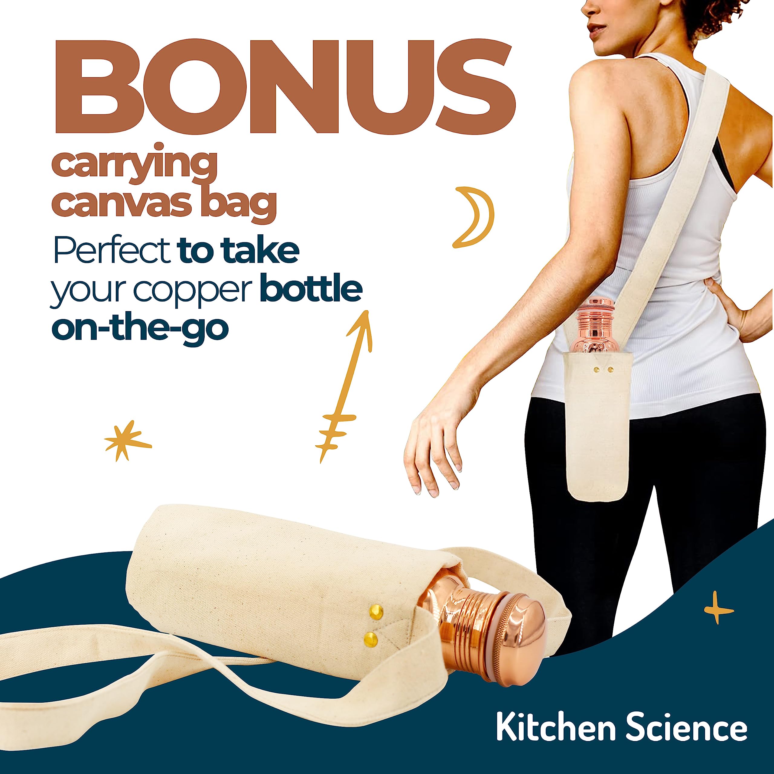 Premium 32oz/950ml Pure Copper Water Bottle with Canvas Carry Bag | 100% Lab-Tested Ayurvedic Copper Bottle for Healthy Drinking | Leak-Proof & Durable Design | Perfect for Yoga, Gym, Hiking & Daily Hydration