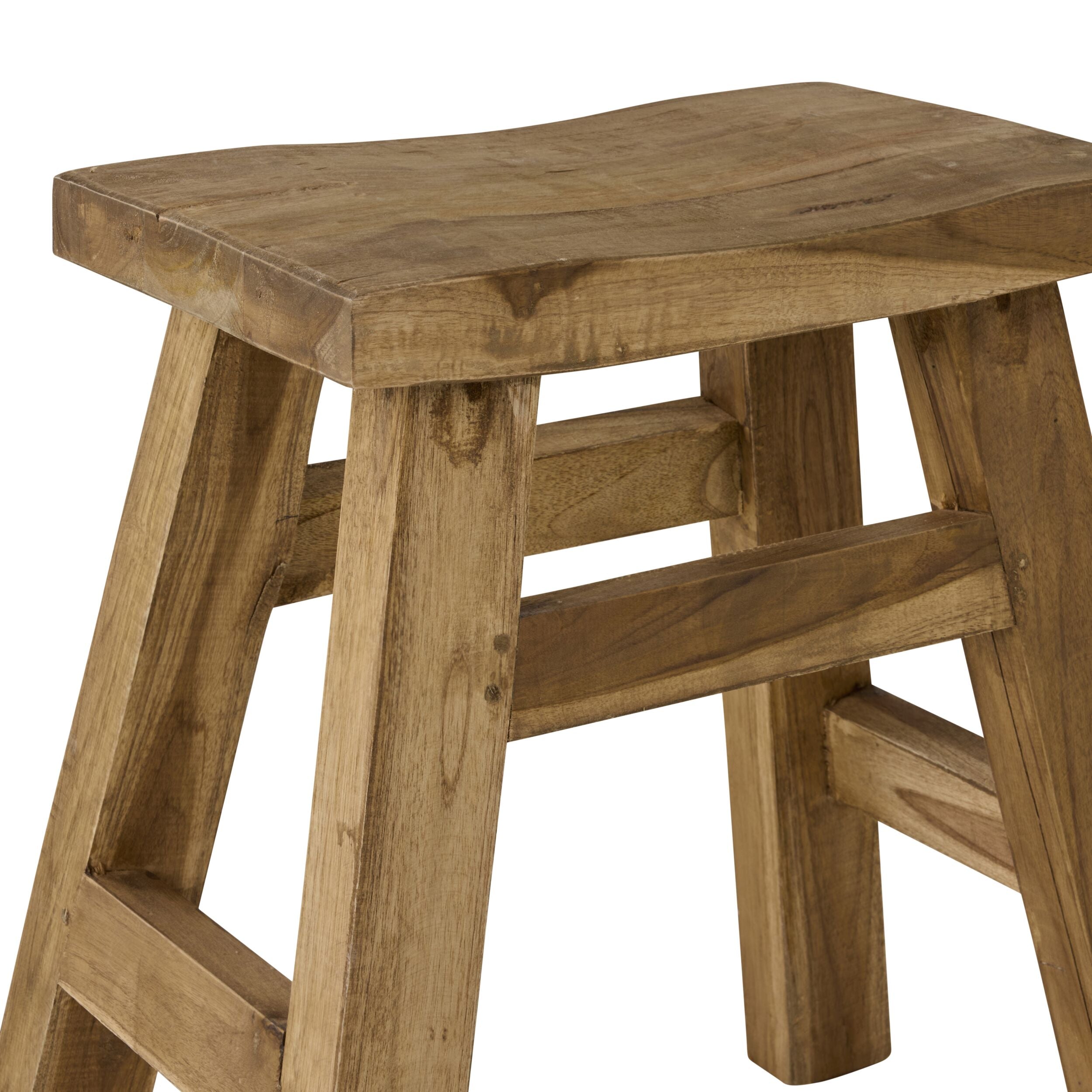 Reclaimed Wood Barndo Low Stool - Rustic Farmhouse Stool for Home Decor, Living Room, Bedroom & Outdoor Use