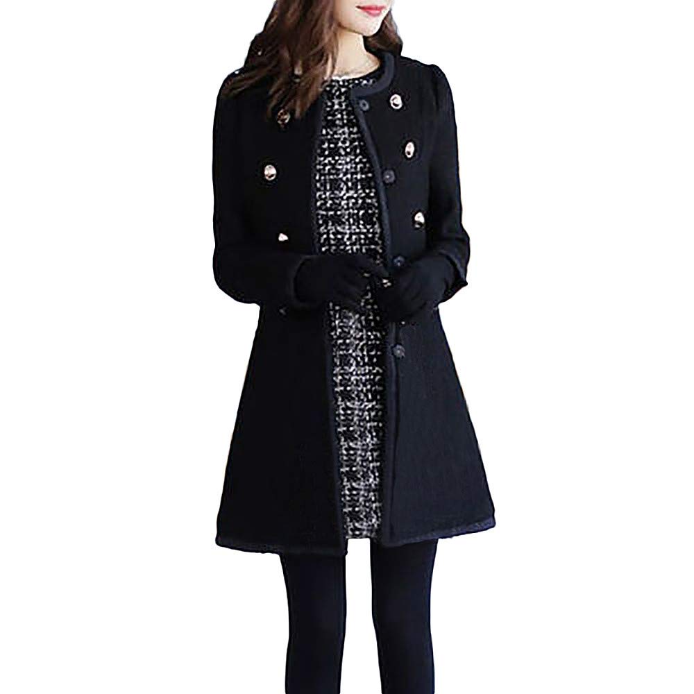 FONMA Women's Wool Trench Coat - Warm Winter Parka Jacket with Lapel Collar, Stylish Overcoat for Cold Weather | Perfect for Work, Travel & Outdoor Activities