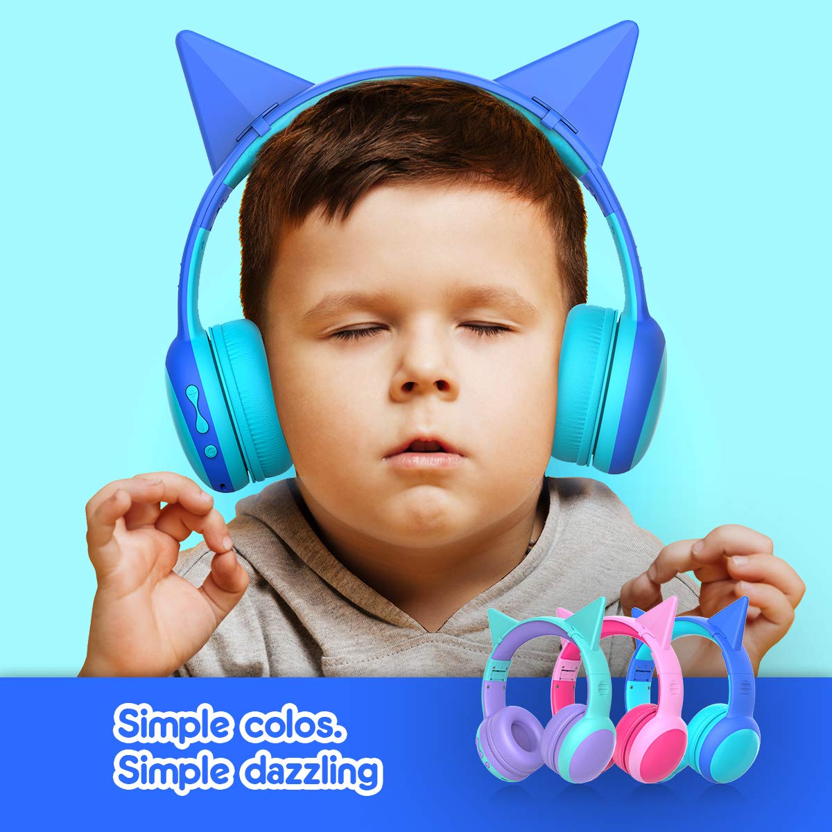 Gorsun Kids Bluetooth Headphones Wireless Over-Ear with Microphone - Bluetooth 5.3, 85dB Volume Limited, 40H Playtime - Portable Toddler Headset for School, Travel & Home (Blue)