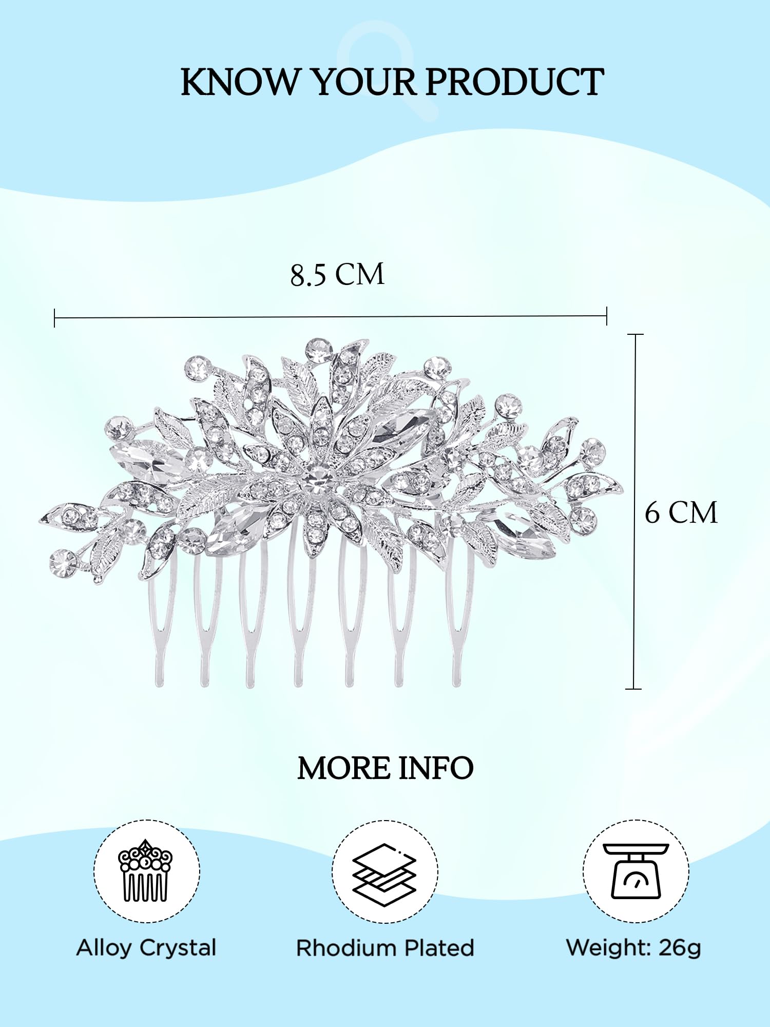 **Elegant Yellow Crystal Floral Hair Comb Pin for Women - Western Bridal Wedding Hair Accessories, Side Comb Clip for Special Occasions & Everyday Wear**    *Use Cases: Perfect for weddings, proms, parties, or adding a touch of elegance to your daily hairstyle.*