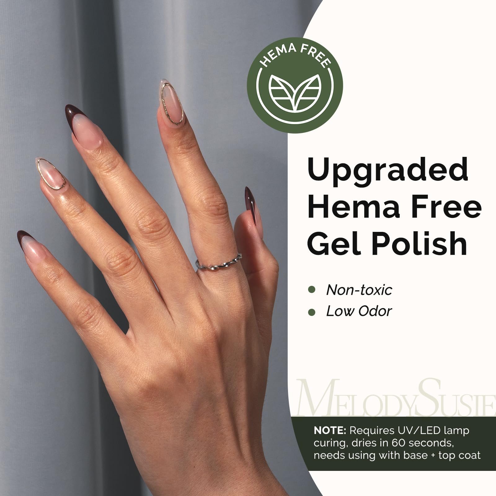 MelodySusie Hema Free Gel Nail Polish - 0.5 Fl Oz Thick Red Brown Nail Gel, Non-Toxic & Long Lasting Soak Off UV/LED Polish for Salon & DIY Manicure | Perfect for Home Nail Art, Wedding, Party & Everyday Wear