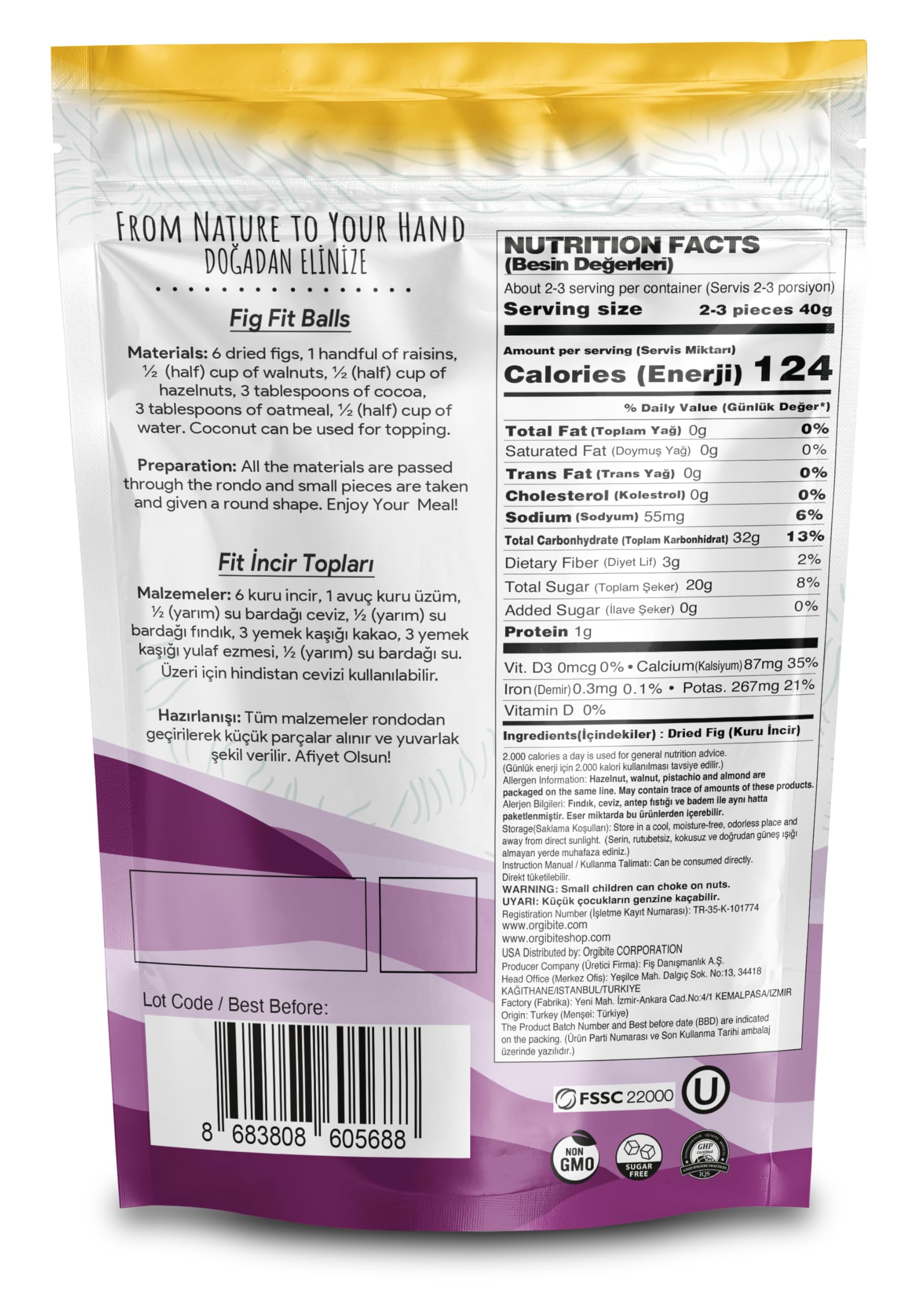 Organic Natural Dried Figs - Healthy Sugar Free & Gluten Free Snack for Kids & Adults | Resealable 8 Oz Pack of 4 | Perfect for Lunchboxes, Hiking & On-the-Go Snacking