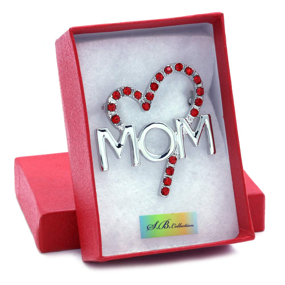 Elegant Red Heart Rhinestone Brooch Pin for Mom - Valentine's Day & Mother's Day Gift - Perfect for Jewelry, Fashion Accessories, and Special Occasions