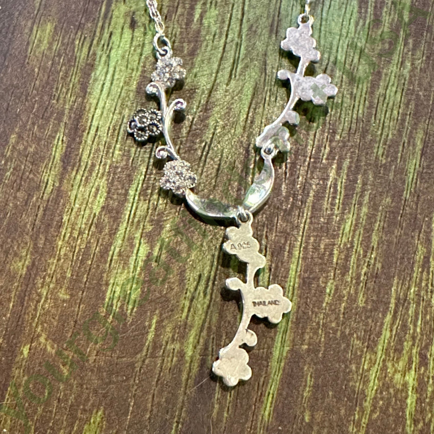 Sterling Silver Marcasite Cubic Zirconia 