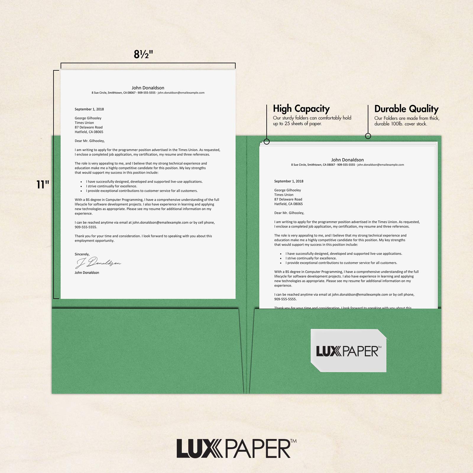 Premium 9 x 12 Presentation Folders - 100 lb. Holiday Green with 2 Pockets - Holds Standard 8.5 x 11 Paper - Ideal for Professional Documents, Brochures, School Reports - 50 Pack (Green) - Perfect for Office, School, Business Meetings & Document Organization