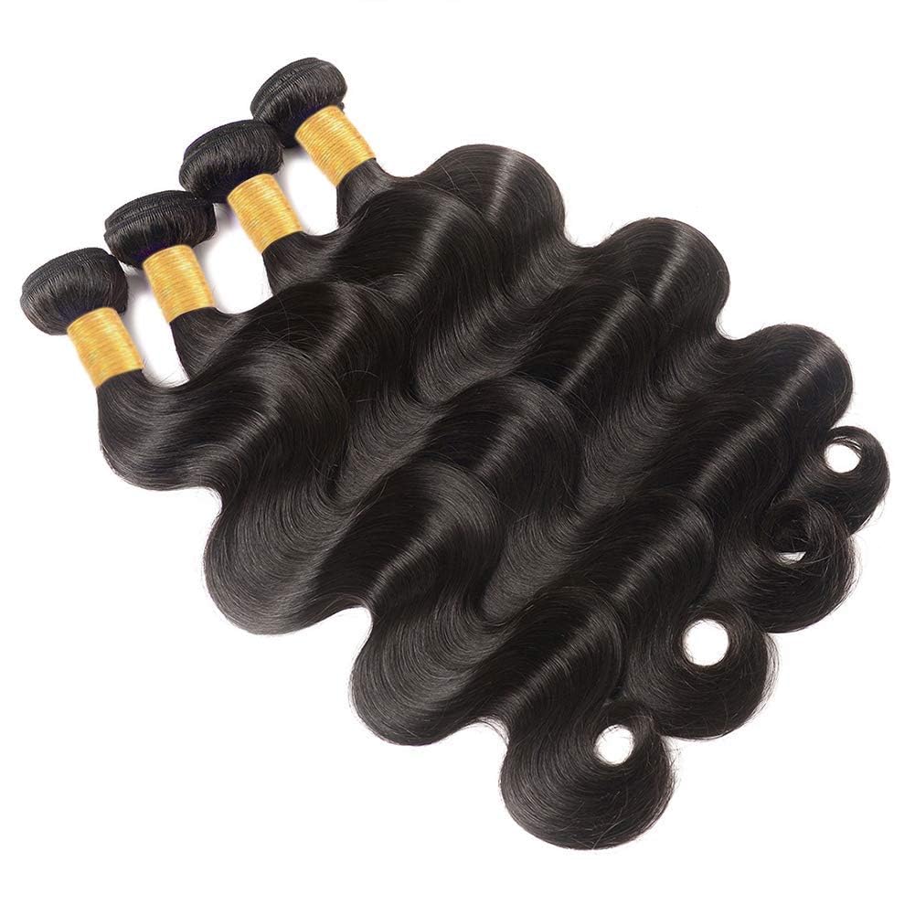 100% Unprocessed Brazilian Human Hair Bundles - Body Wave 24/26 Inch 4-Pack - Natural Black Hair Extensions for Women | Perfect for Styling, Volume Boosting & Everyday Wear