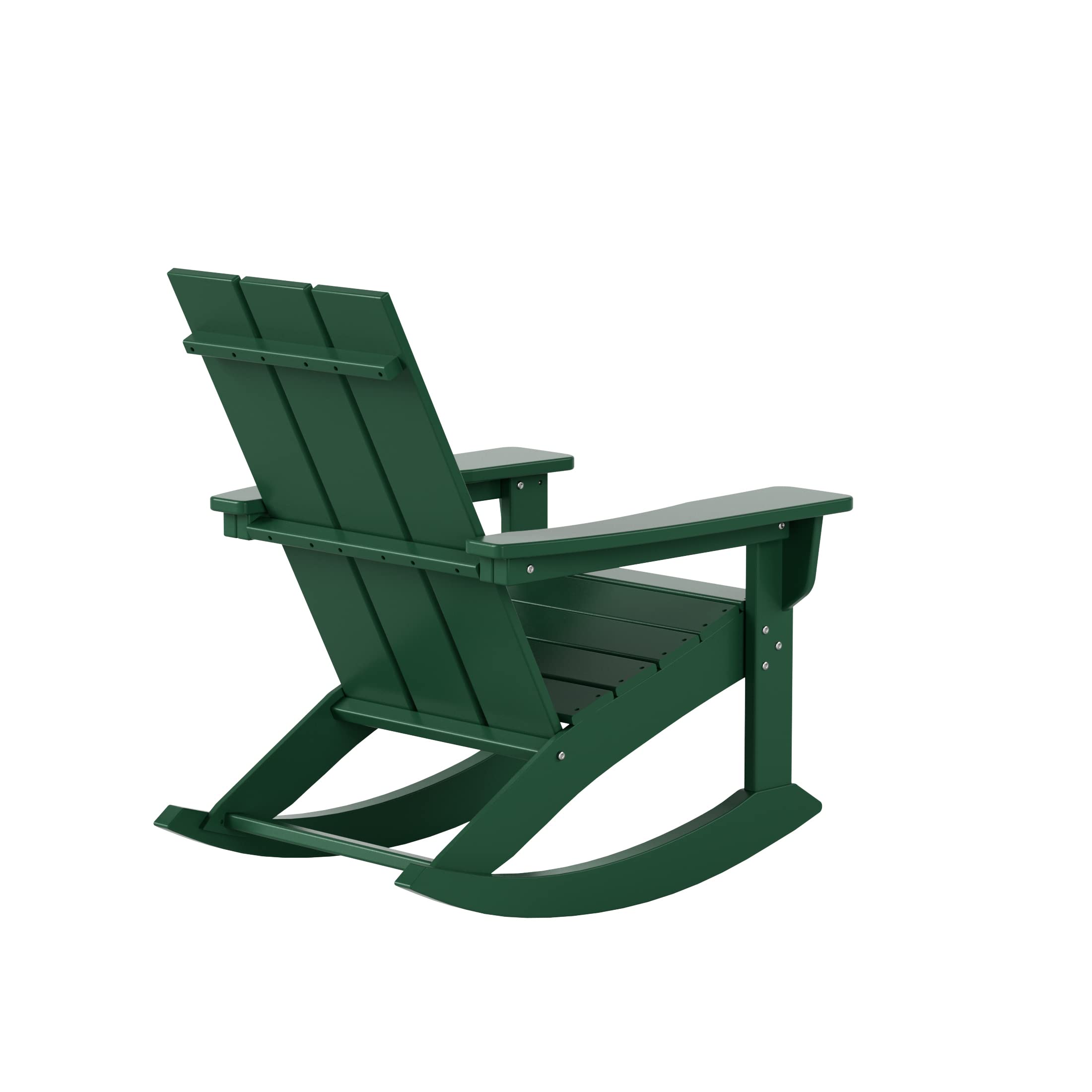 WO Home Furniture 4-Piece Patio Rocking Chair Set - Modern Outdoor HDPE UV-Resistant Rocking Chairs (Dark Green) for Backyard, Garden & Poolside Relaxation