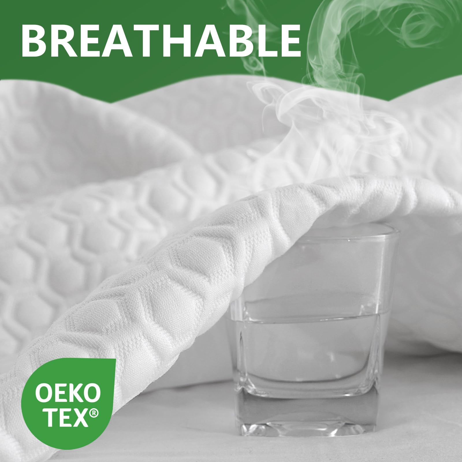 2 Pack Full Size 100% Waterproof Mattress Protector - Premium Bamboo Viscose 3D Airflow Fabric, Ultra Soft Breathable Mattress Pad Cover, Noiseless & Washable, Fits 8