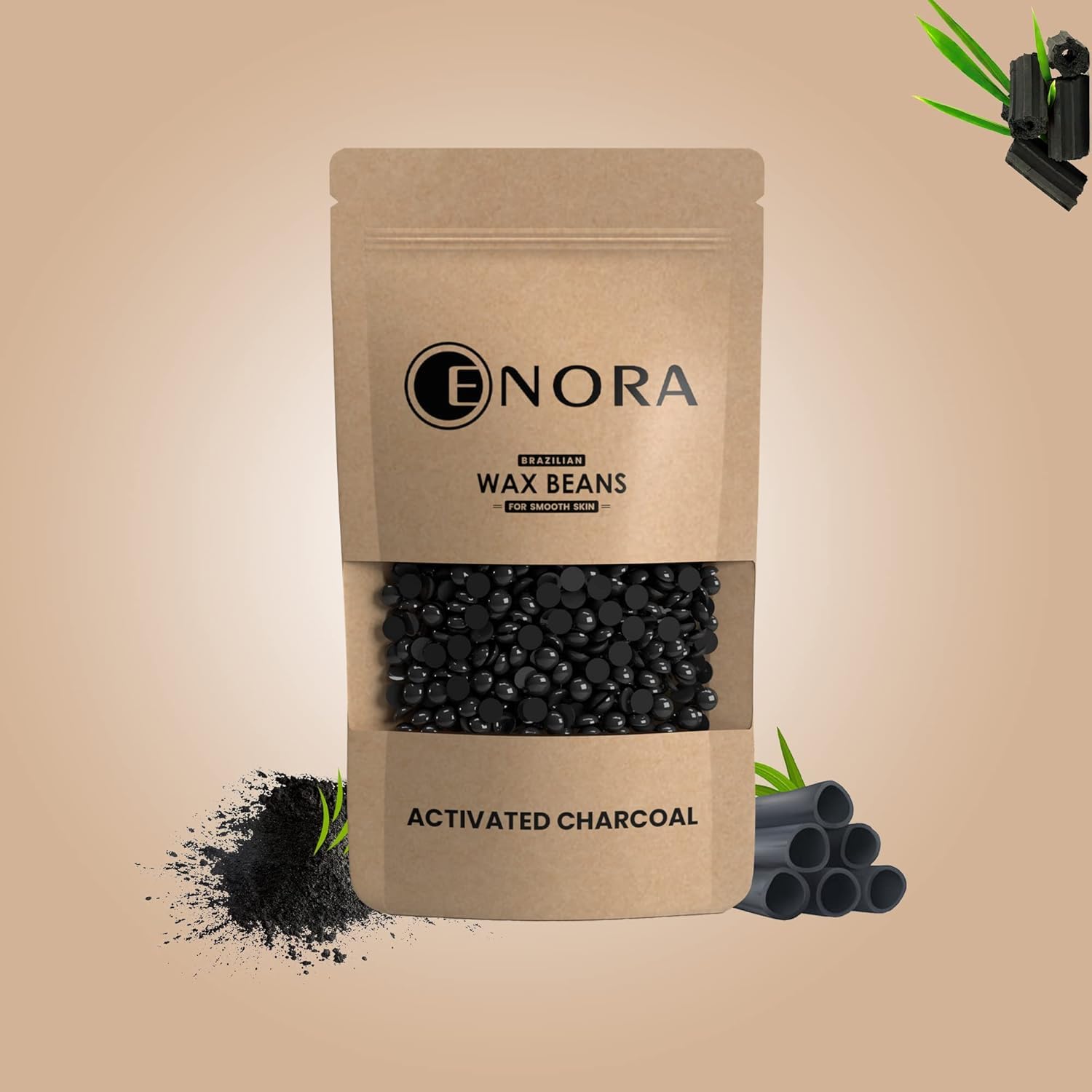 Brazilian Hard Wax Beans for Hair Removal - Activated Charcoal (800g) | Safe for Face, Eyebrows, Back, Chest, Bikini, Legs, Arms & Beards | At-Home Waxing & Salon Professional Use