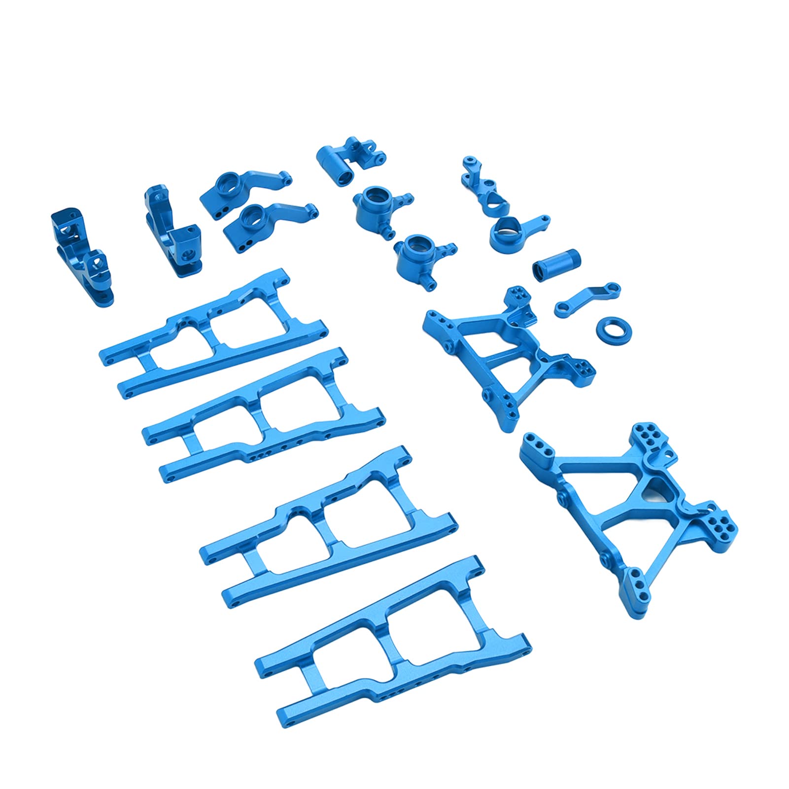 Aluminum RC Car Upgrade Parts Kit for Traxxas Slash 1/10 4x4 - Front/Rear Suspension Arms, Steering Bellcrank & Camber Links (Blue) - Durable Off-Road Bashing & Racing Accessories