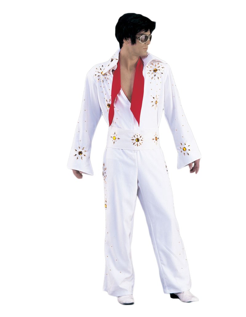 Elvis Presley Jumpsuit Costume for Men - 1970s Style Blue Suede Shoes Outfit for Halloween, Cosplay, and Stage Performances