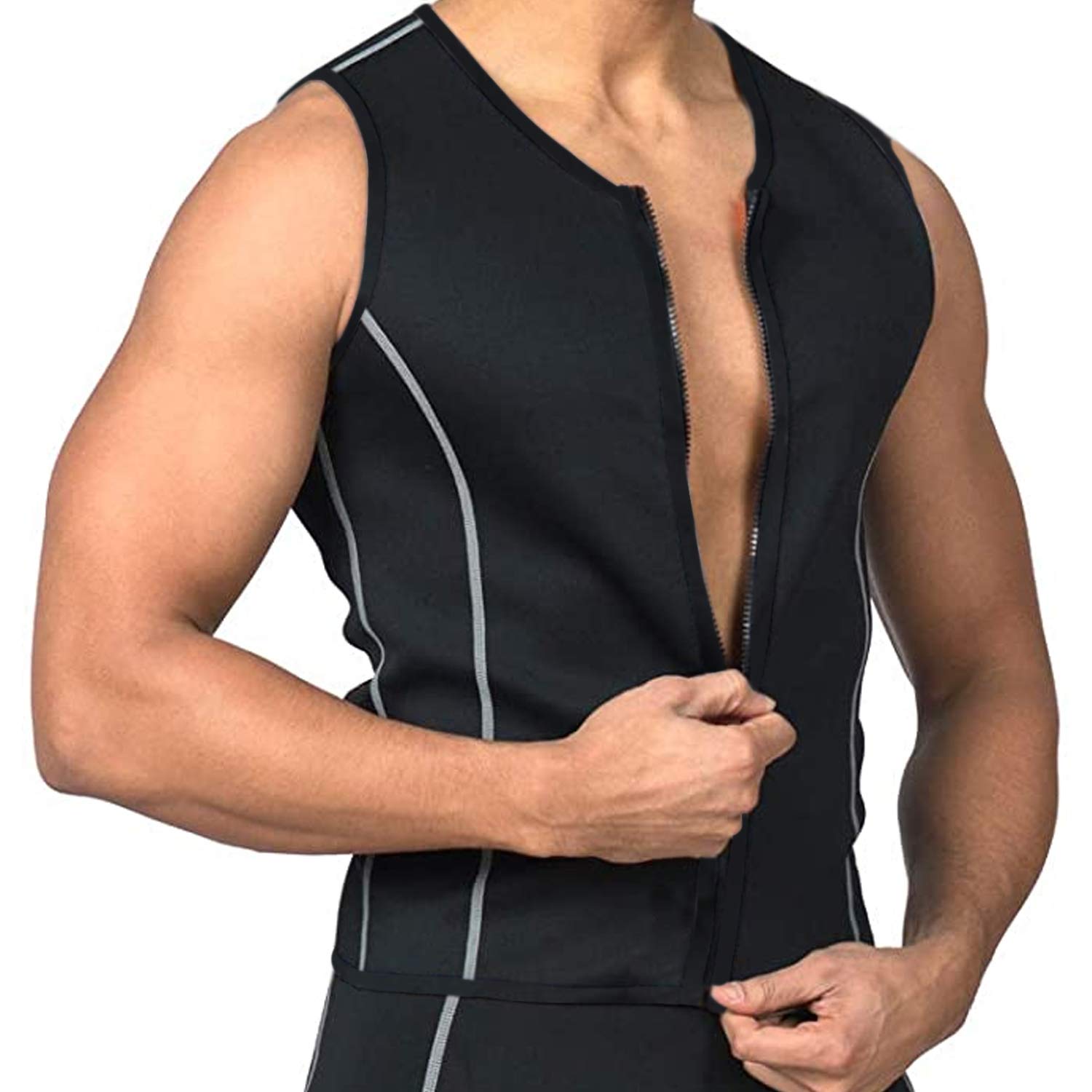 Men's Sauna Vest for Weight Loss & Workout - Neoprene Corset Compression Body Shaper Fitness Jacket with Zipper - Ideal for Gym, Running & Postpartum Recovery