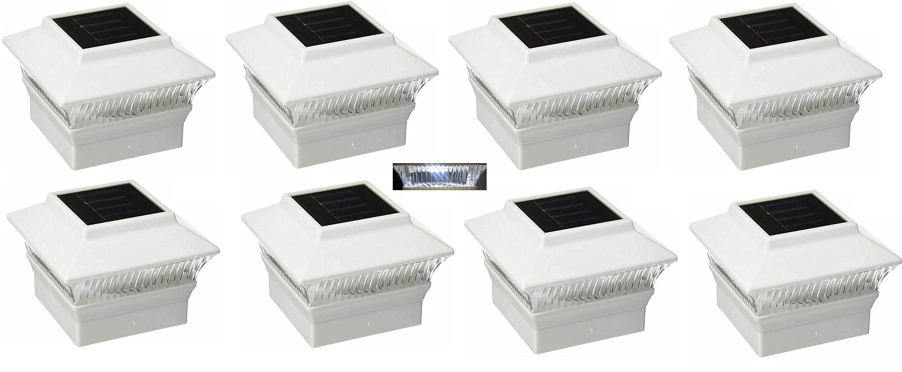 8 Pack Solar Powered Outdoor Post Cap Lights - Waterproof LED Lights for 4x4 Wooden/PVC/Vinyl Fence Posts - Auto On/Off at Dusk to Dawn - Perfect for Garden, Patio, Deck, Pathway, and Driveway Lighting