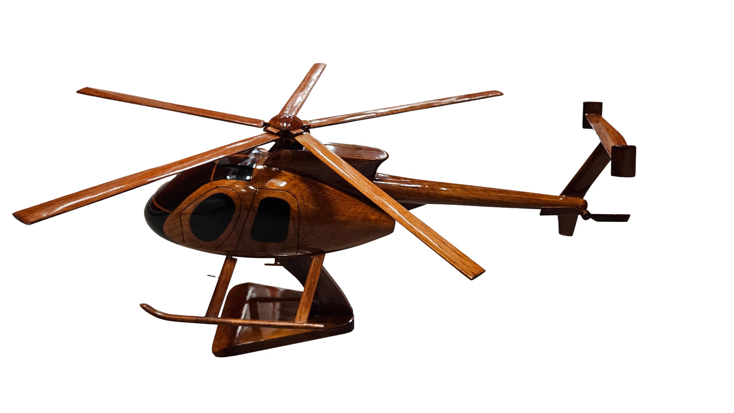 Premium Mahogany Wood Desktop Aircraft Model MD530 - Perfect for Office Decor, Aviation Enthusiast Gifts & Home Display