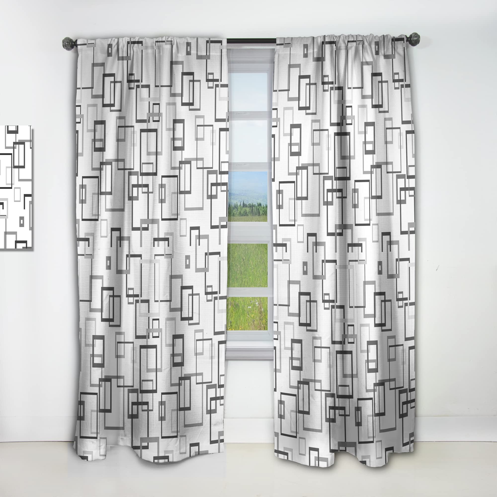Abstract Retro Design II Thermal Insulated Curtains - Single Panel 52x84 - Blackout Drapes for Bedroom & Living Room - Perfect for Home Decor & Light Control