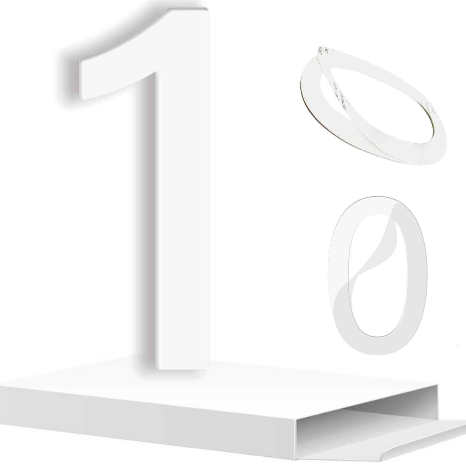 4 Inch White Acrylic Self-Adhesive House Numbers - Modern Address Plaques for Apartments, Offices, Hotels & Homes - Indoor/Outdoor Use (No.1) - Perfect for Mailbox, Front Door, Garden & Gate Display