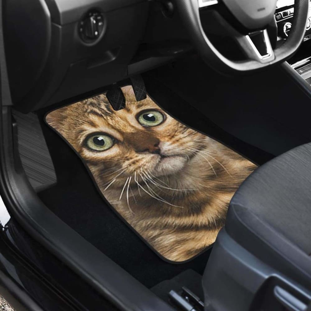 Premium Bengal Cat Car Floor Mats for Cat Lovers - Non-Slip, Waterproof Auto Accessories - Perfect for Pet Owners & Animal Enthusiasts (Model 112428)