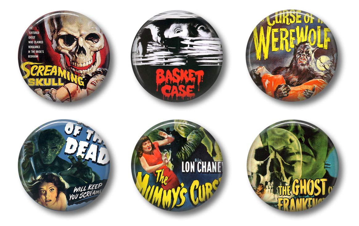 Vintage Horror Movie Locker Magnets for Teens - Set of 6 Cute 1.75